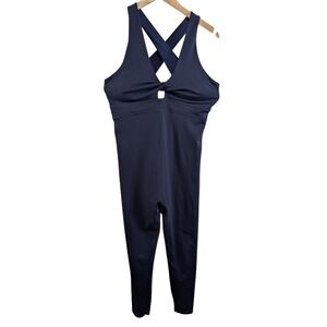 Fabletics Womens Twist Front Oasis Jumpsuit 7/8 XL Blue Pureluxe Viral Push Up